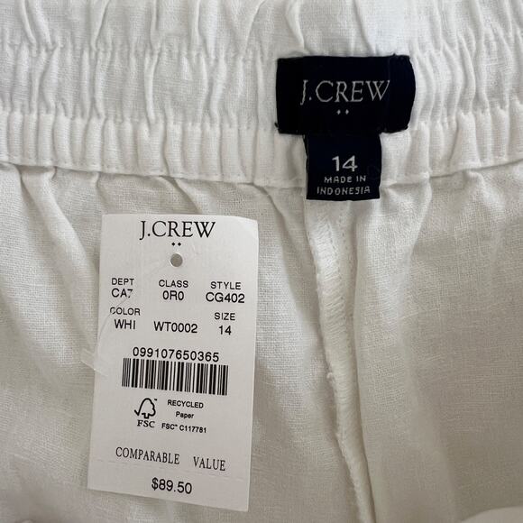 NWT J.Crew Women's White Linen Blend Drawstring Wide Leg Pants Size 14 - Picture 6 of 11